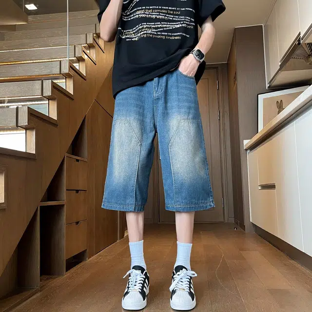 木木兔 美式潮流百搭牛仔短裤 男款