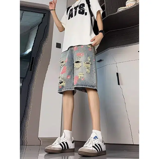 木木兔 男士夏季短裤美式潮流百搭男生裤子简约休闲工装夏天牛仔裤 男款