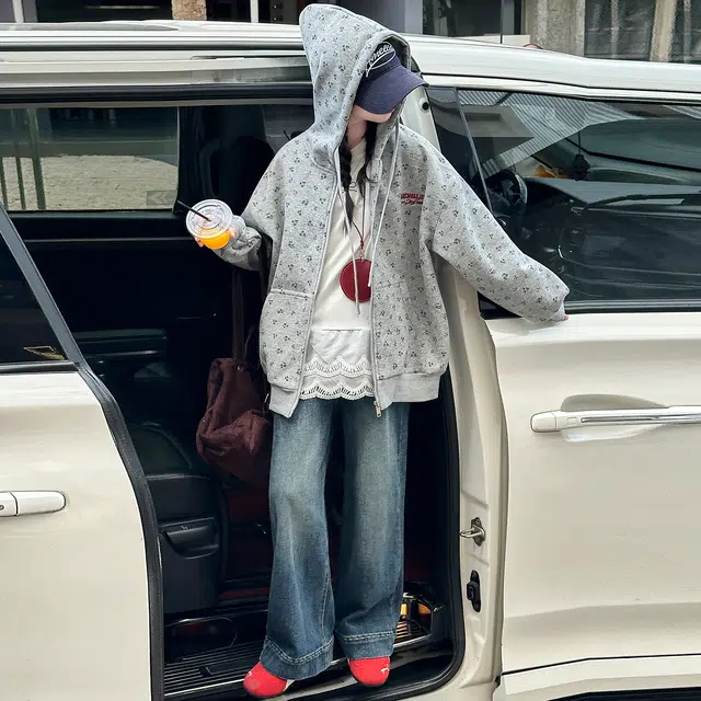木木兔儿童上装 潮牌时髦洋气甜美中大童冬季童装外套女孩衣服上衣长袖小学生女生碎花连帽卫衣夹克