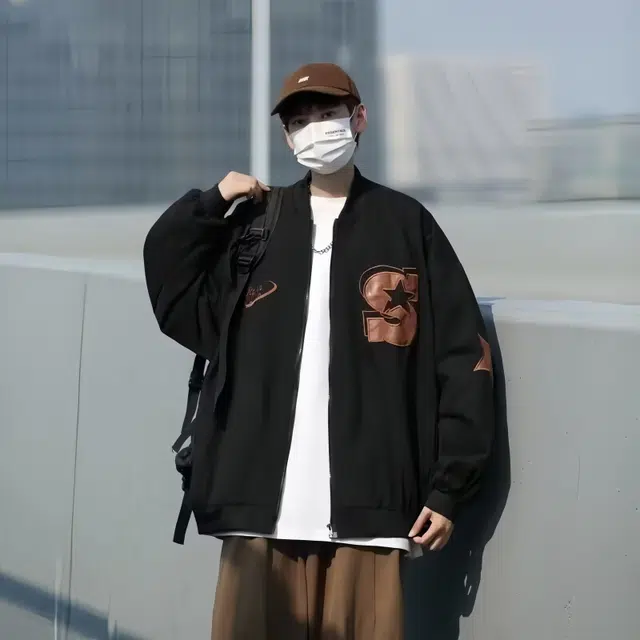 木木兔 美式高街重磅男士长袖外穿冬季休闲穿搭轻奢潮流百搭秋冬衣服冬天国潮时尚宽松潮牌外套夹克 男女同款