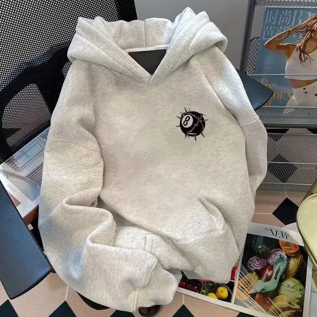 木木兔 美式高街重磅男生长袖外套秋冬简约情侣款穿搭男款早秋轻奢潮流百搭秋季衣服国潮宽松连帽上衣卫衣 男女同款