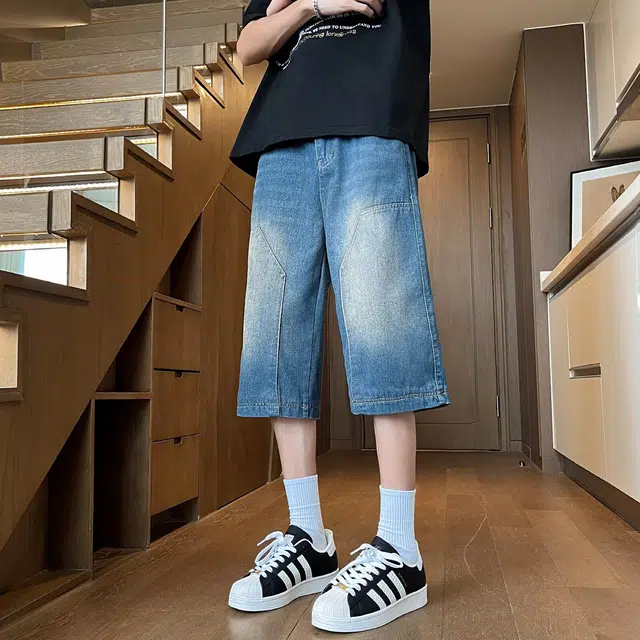 木木兔 美式潮流百搭牛仔短裤 男款