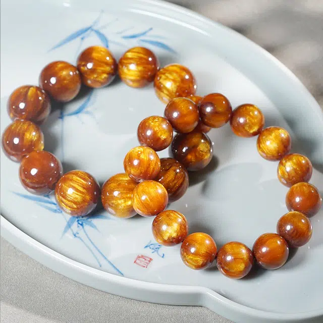 舞依翡 顺纹单圈民族风佛珠念珠圆珠饰品 金丝檀木 手串 男女同款情侣款