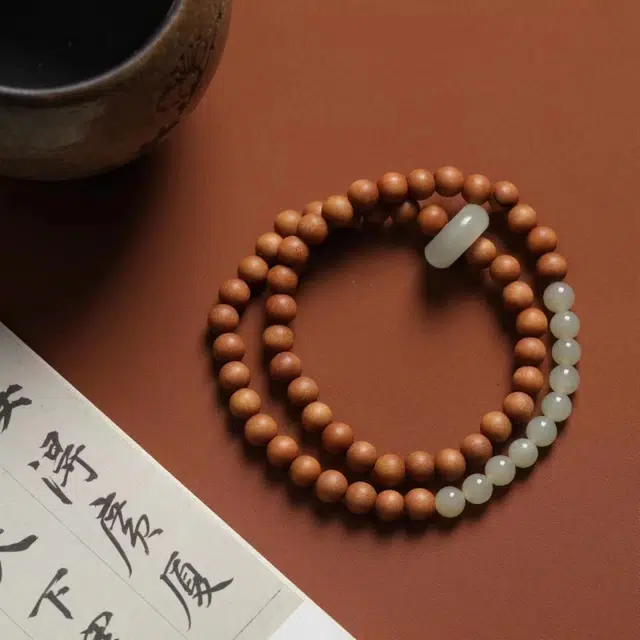 舞依翡 灵隐青山黛佛珠双圈珠串复古文创国风木制#好运 芭比檀香 手串 男女同款情侣款