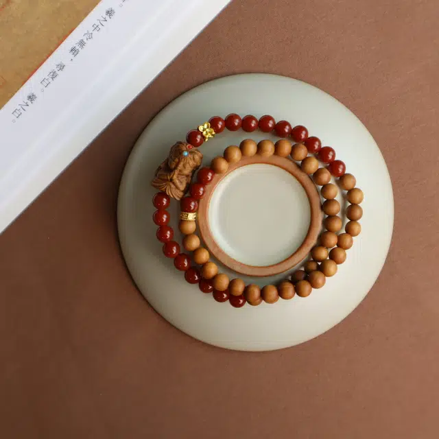 舞依翡 文玩搭配扎基拉姆双圈新中式国风复古#好运 芭比檀香 手串 男女同款情侣款