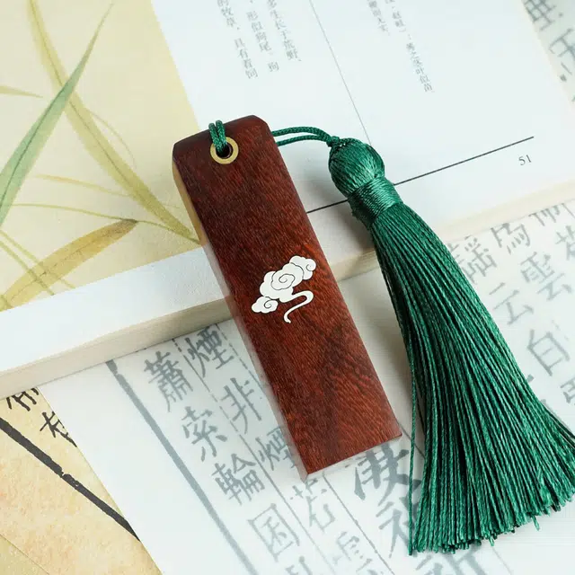 舞依翡 镶银祥云镶嵌国风创意印文创品雕刻章#好运 黑檀 印章 男女同款情侣款