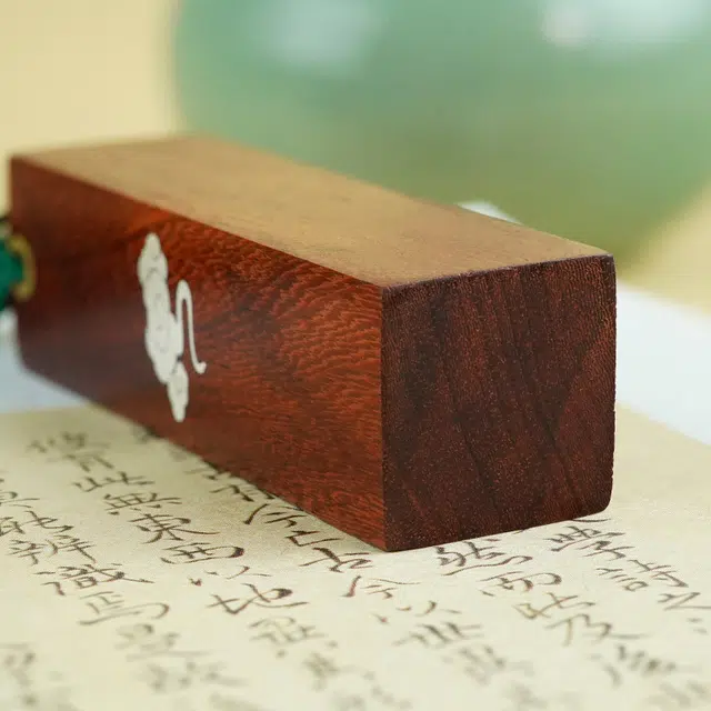 舞依翡 镶银祥云镶嵌国风创意印文创品雕刻章#好运 黑檀 印章 男女同款情侣款