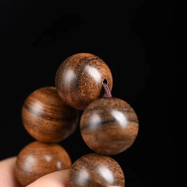 舞依翡 沉贵宝佛珠文玩木串药木手链虎斑纹民族风珍藏饰品 檀木 手串 男女同款情侣款