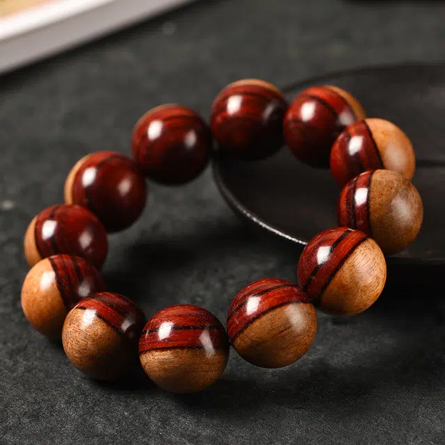 舞依翡 阴阳珠精灵球文玩佛珠非洲特色纹理木念珠 血檀 手串 男女同款情侣款
