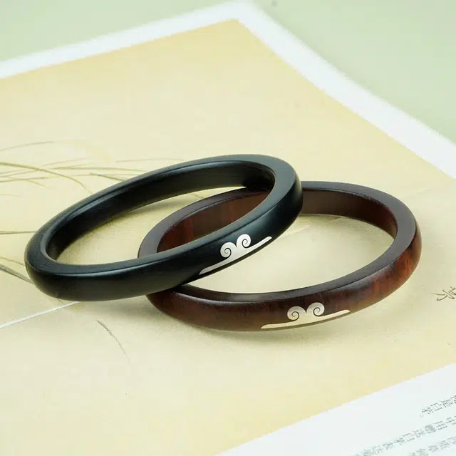 舞依翡 文玩镶如意金箍咒方国风紧箍子品#好运 黑檀 手镯 男女同款情侣款