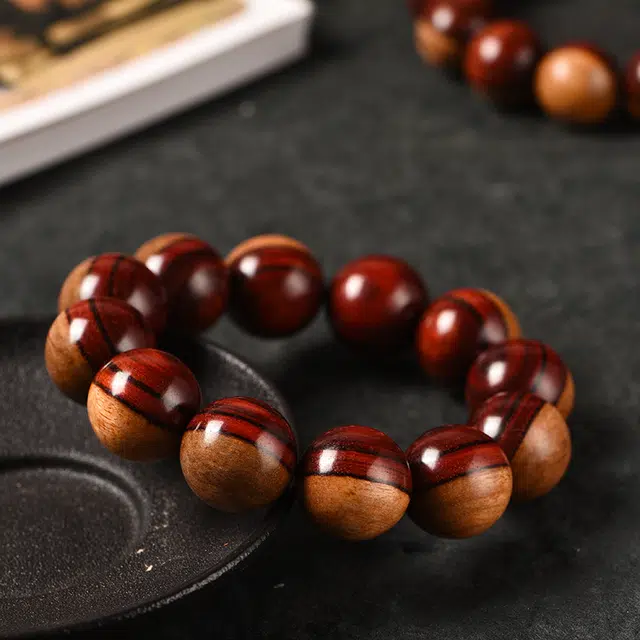 舞依翡 阴阳珠精灵球文玩佛珠非洲特色纹理木念珠 血檀 手串 男女同款情侣款