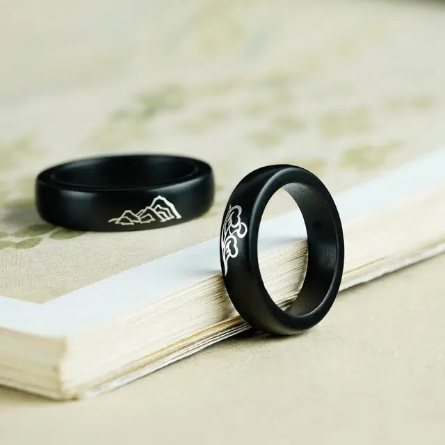 舞依翡 山盟海誓国风 黑檀 戒指 男女同款情侣款