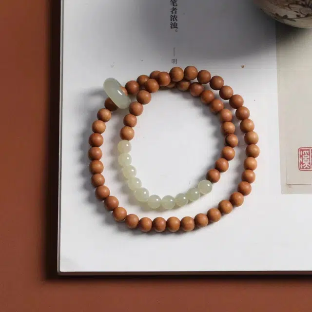 舞依翡 灵隐青山黛佛珠双圈珠串复古文创国风木制#好运 芭比檀香 手串 男女同款情侣款