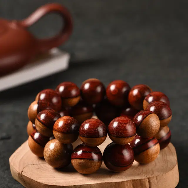 舞依翡 阴阳珠精灵球文玩佛珠非洲特色纹理木念珠 血檀 手串 男女同款情侣款