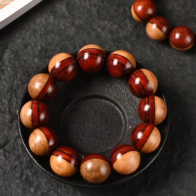 舞依翡 阴阳珠精灵球文玩佛珠非洲特色纹理木念珠 血檀 手串 男女同款情侣款