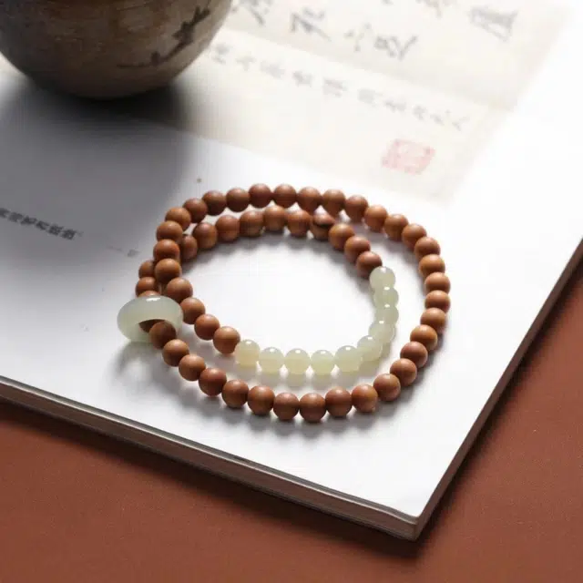 舞依翡 灵隐青山黛佛珠双圈珠串复古文创国风木制#好运 芭比檀香 手串 男女同款情侣款