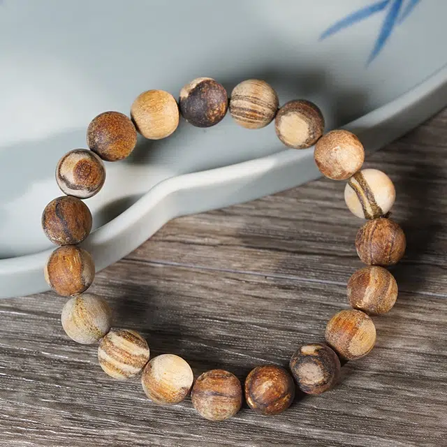 舞依翡 原生态单圈文玩印尼虎皮纹妖花纹理蜜结 贡木 手串 男女同款情侣款