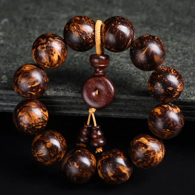 舞依翡 文玩佛珠烟花纹念珠盘玩珍藏礼 花梨木 手串 男女同款情侣款