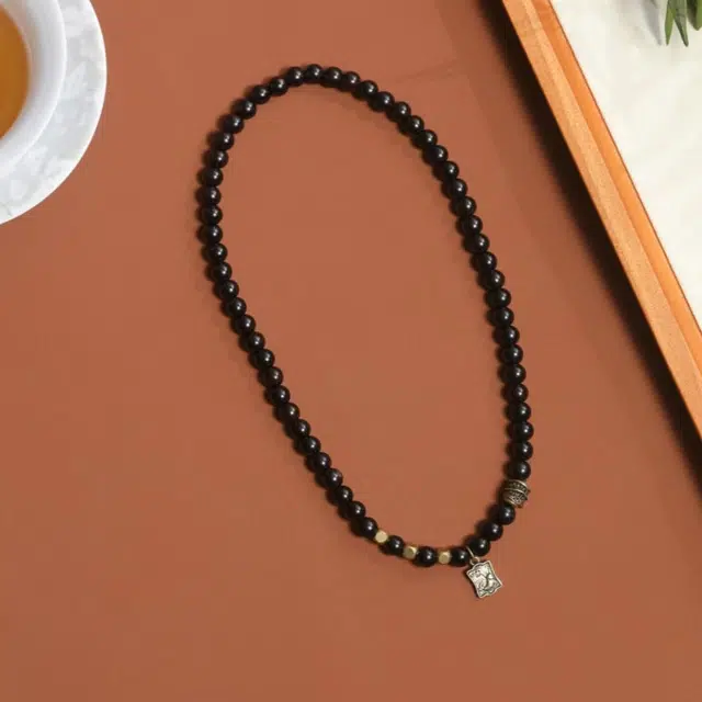 舞依翡 双圈手链搭配黄铜年年有余创意个性珠串新中式国风 黑檀 手串 女款