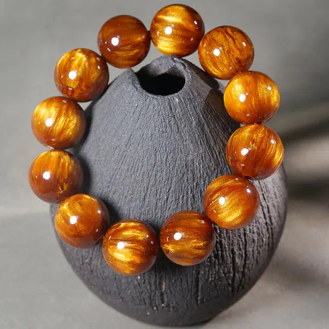 舞依翡 顺纹单圈民族风佛珠念珠圆珠饰品 金丝檀木 手串 男女同款情侣款