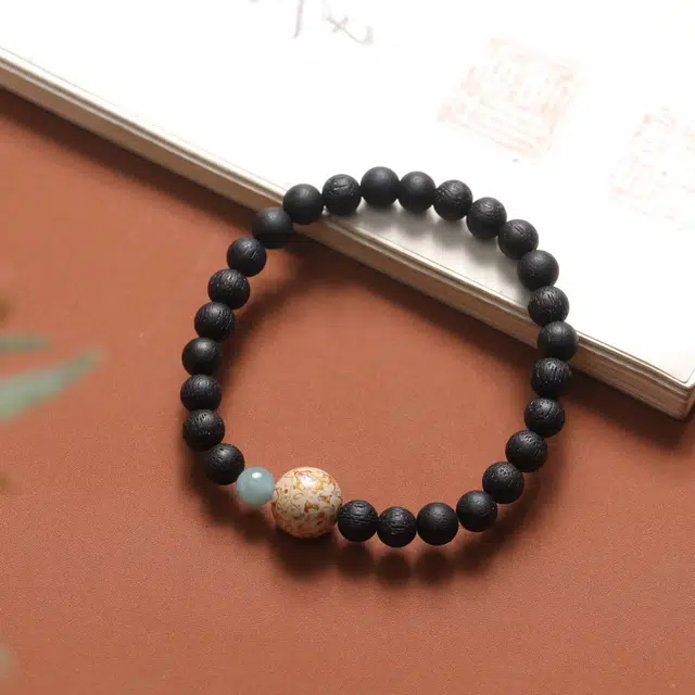 舞依翡 单圈搭配蓝翡大漆单圈原创中式国风珠串 降真香 手串 男女同款情侣款