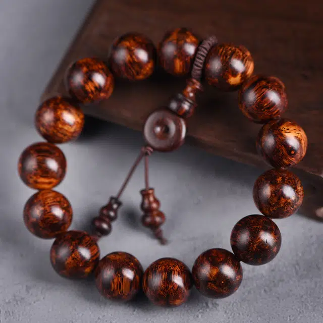 舞依翡 文玩佛珠烟花纹念珠盘玩珍藏礼 花梨木 手串 男女同款情侣款