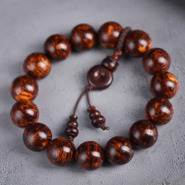 舞依翡 文玩佛珠烟花纹念珠盘玩珍藏礼 花梨木 手串 男女同款情侣款