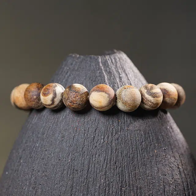 舞依翡 原生态单圈文玩印尼虎皮纹妖花纹理蜜结 贡木 手串 男女同款情侣款