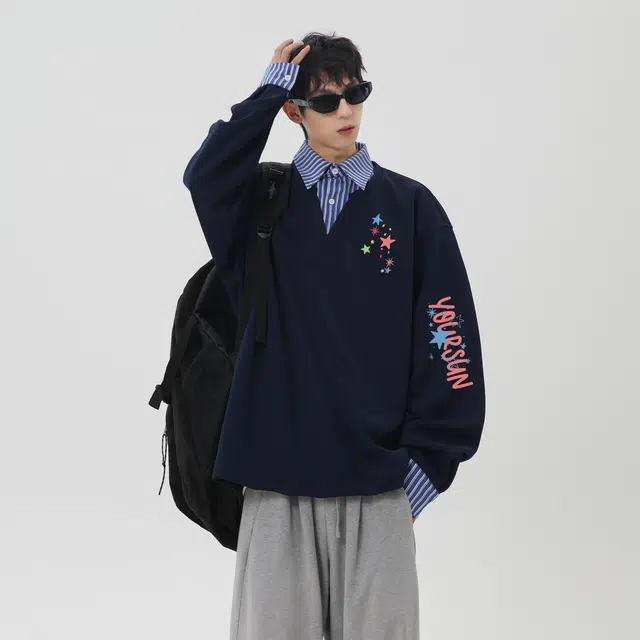 宜而爽 美式高街复古简约休闲宽松假两件上衣舒适百搭日常通勤设计感个性卫衣 男女同款