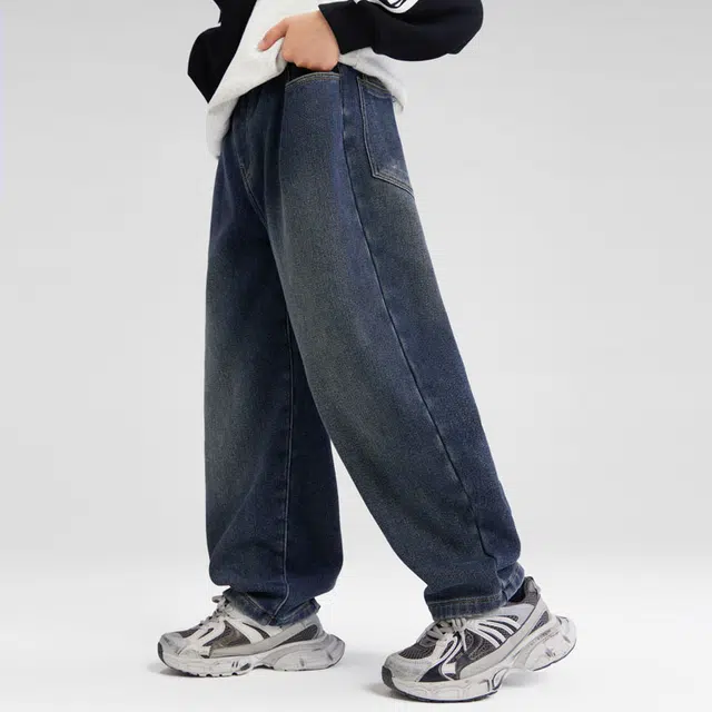 左西牛仔裤 绒绒裤系列 防风保暖耐磨松紧直筒加绒 儿童款