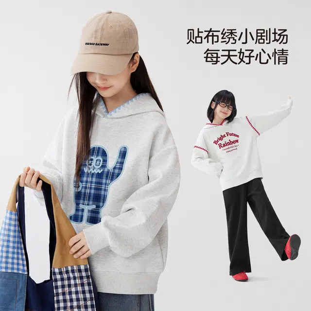 左西卫衣 撞色编织线连帽卡通动漫常规休闲 青少年