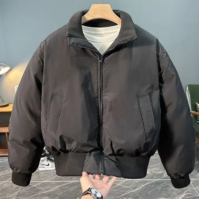 沐诚阳译 韩版潮流立领棒球服男高街痞帅百搭面包服廓形飞行员高级外套棉服 男款