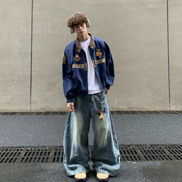 沐诚阳译 美式复古街头高级感哈灵顿刺绣潮牌美拉德底特律夹克外套 男款