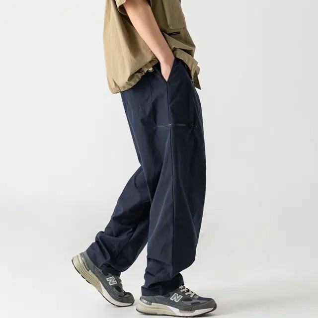 沐诚阳译 侧边拉链口袋设计工装休闲裤男春季款机能风户外立体打褶长裤工装裤 男款