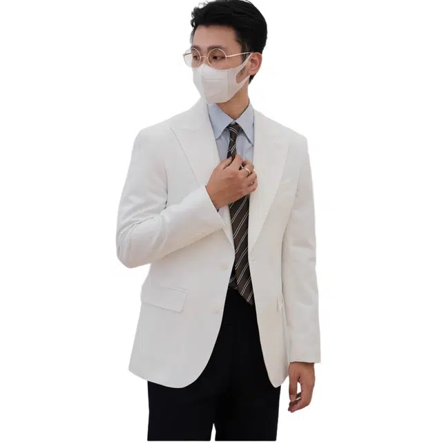 沐诚阳译  何青菜秋冬上新经典绅士戗驳领领合身款西服商务上衣西装 男款