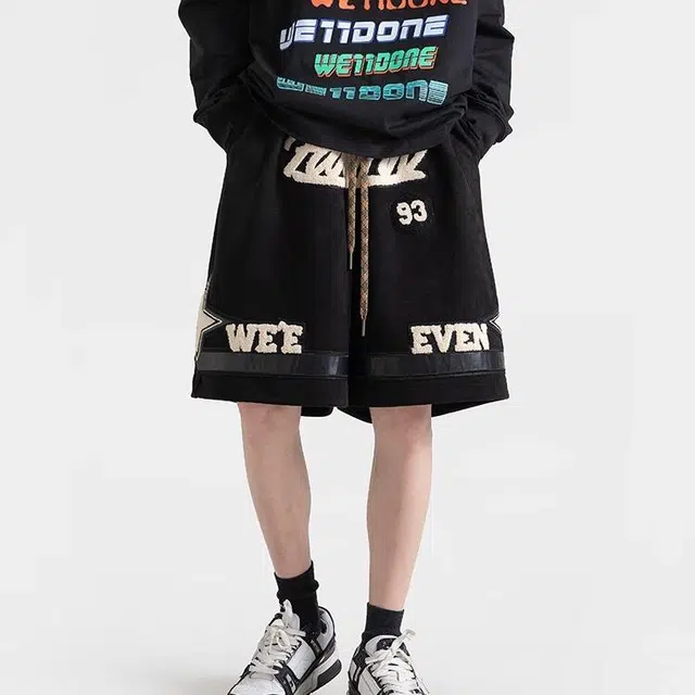 沐诚阳译 宽松篮球裤美式嘻哈休闲短裤 男款