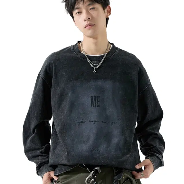 沐诚阳译 复古简约潮扎染渐变字母美式卫衣 男款