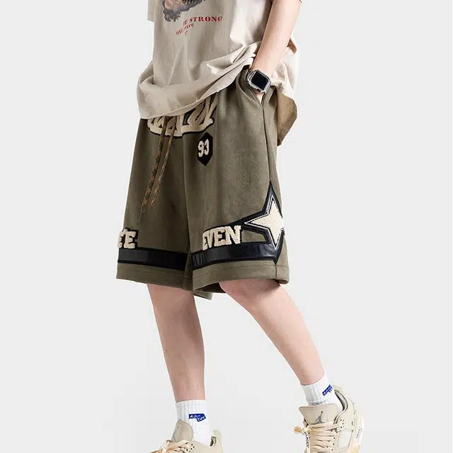 沐诚阳译 宽松篮球裤美式嘻哈休闲短裤 男款