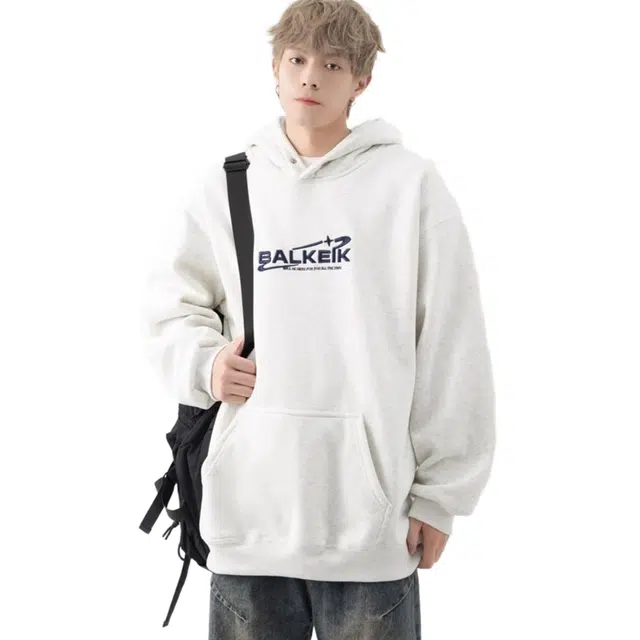 沐诚阳译 连帽潮宽松青少年百搭情侣帽衫卫衣 男女同款