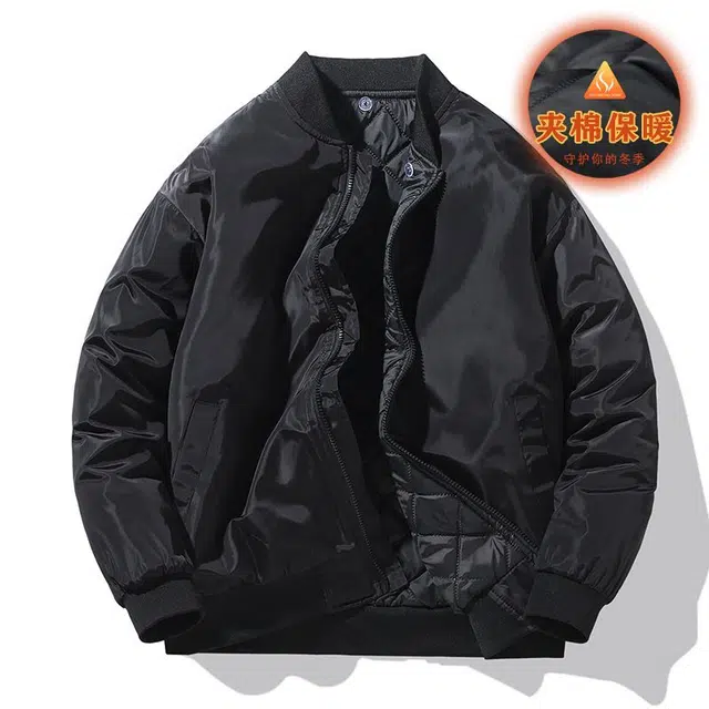 沐诚阳译 秋冬季宽松美式男士休闲棒球飞行员加厚春秋外套保暖棉服夹克 男款