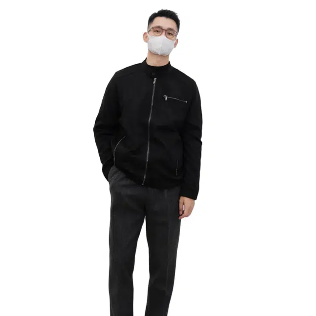 沐诚阳译 合身款麂皮绒立领休闲复古简约长袖夹克外套 男款