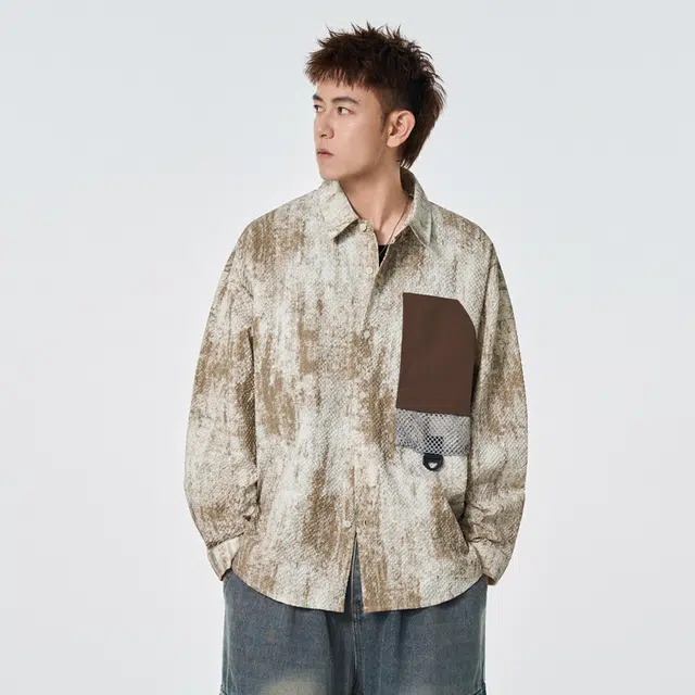 马员外 美式高街复古休闲宽松舒适基础款长袖衬衫 男女同款