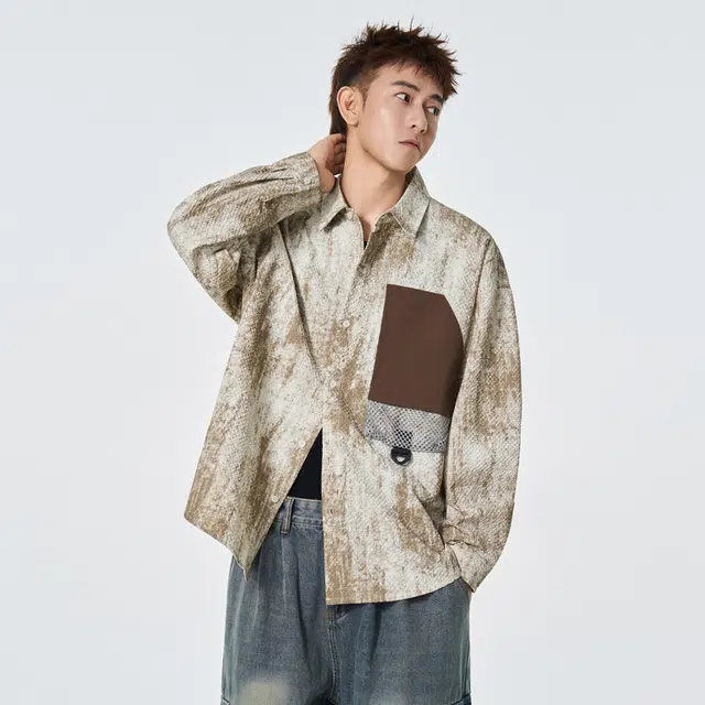 马员外 美式高街复古休闲宽松舒适基础款长袖衬衫 男女同款