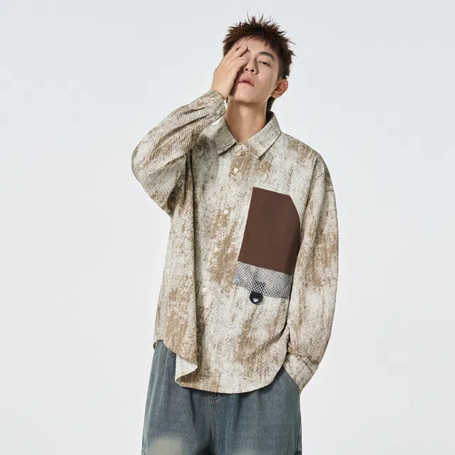 马员外 美式高街复古休闲宽松舒适基础款长袖衬衫 男女同款