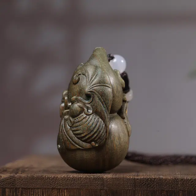 古韵归龙山文创 新中式蝙蝠葫芦复古轻奢国潮高级感文玩八方来财诸事顺遂收藏盘玩#好运 绿檀 把件  男女同款情侣款