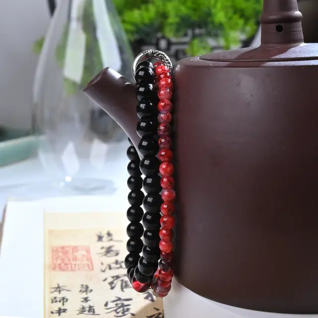 古韵归龙山文创 国潮新中式如鱼得水学业顺利事业顺利好运连连诸事顺遂八方来财转运盘玩佛珠 黑檀 手串 男女同款情侣款