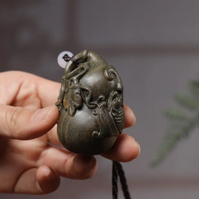 古韵归龙山文创 新中式蝙蝠葫芦复古轻奢国潮高级感文玩八方来财诸事顺遂收藏盘玩#好运 绿檀 把件  男女同款情侣款