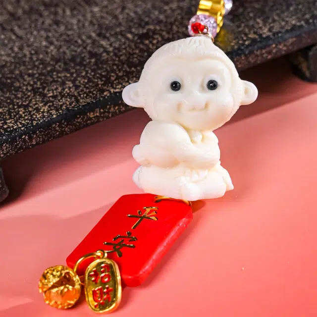 古韵归龙山文创 新中式轻奢国潮十二生肖款八方来财收藏蒸蒸日上居家办公车载摆件招财纳福随身携带百搭小众#好运 象牙果 挂件 男女同款情侣款
