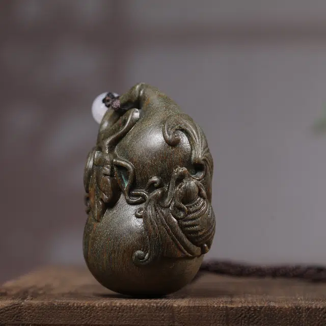 古韵归龙山文创 新中式蝙蝠葫芦复古轻奢国潮高级感文玩八方来财诸事顺遂收藏盘玩#好运 绿檀 把件  男女同款情侣款