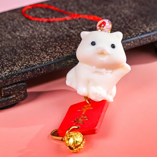 古韵归龙山文创 新中式轻奢国潮十二生肖款八方来财收藏蒸蒸日上居家办公车载摆件招财纳福随身携带百搭小众#好运 象牙果 挂件 男女同款情侣款